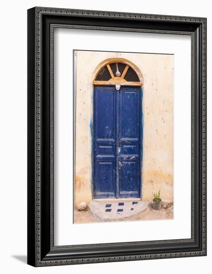 Faiyum, Egypt. A blue painted door on a building.-Emily Wilson-Framed Photographic Print