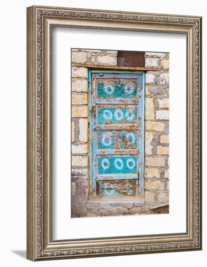 Faiyum, Egypt. A blue painted door on a building.-Emily Wilson-Framed Photographic Print