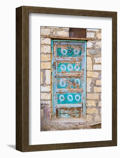 Faiyum, Egypt. A blue painted door on a building.-Emily Wilson-Framed Photographic Print