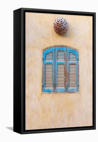 Faiyum, Egypt. Blue wooden shutters.-Emily Wilson-Framed Premier Image Canvas