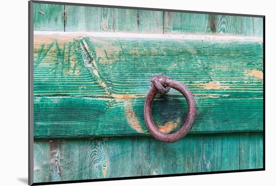 Faiyum, Egypt. Iron ring on a green painted wooden gate.-Emily Wilson-Mounted Photographic Print