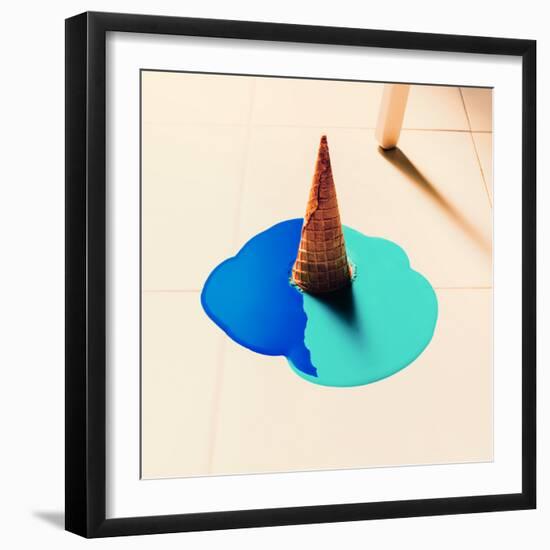 Fake Ice Cream Flows down on the Floor. Fashion Background-Evgeniya Porechenskaya-Framed Photographic Print