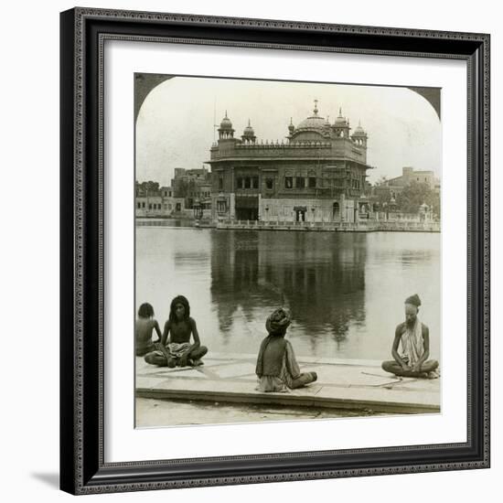 Fakirs at Amritsar, Looking South across the Sacred Tank to the Golden Temple, India, C1900s-Underwood & Underwood-Framed Photographic Print