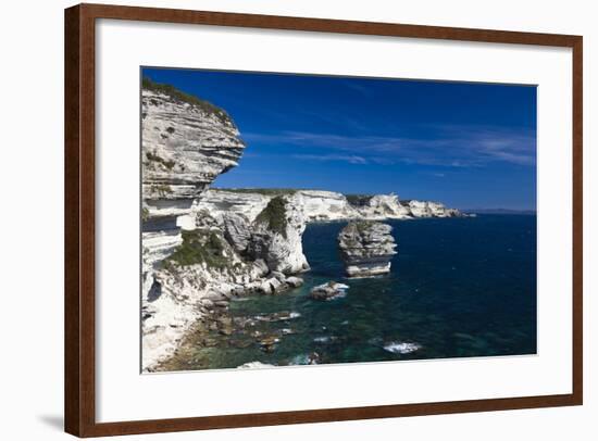 Falaises Cliffs Towards Capo Pertusato, Bonifacio, Corsica, France-Walter Bibikow-Framed Photographic Print