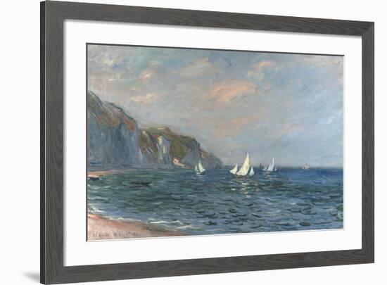 Falaises et Voiliers a Pourville-Claude Monet-Framed Premium Giclee Print