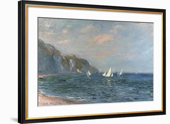 Falaises et Voiliers a Pourville-Claude Monet-Framed Premium Giclee Print