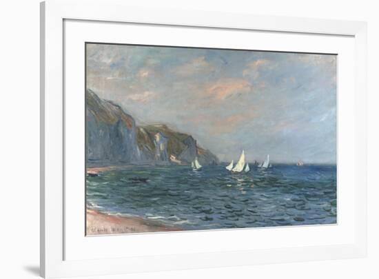 Falaises et Voiliers a Pourville-Claude Monet-Framed Premium Giclee Print