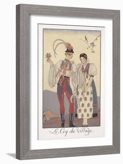 Falbalas Et Fanfreluches, Almanac for 1922, Le Coq Du Village-Georges Barbier-Framed Giclee Print