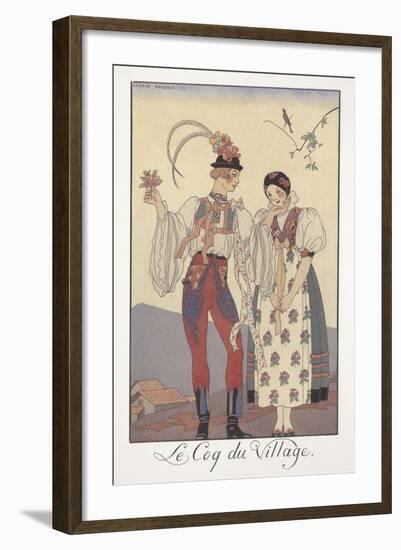 Falbalas Et Fanfreluches, Almanac for 1922, Le Coq Du Village-Georges Barbier-Framed Giclee Print