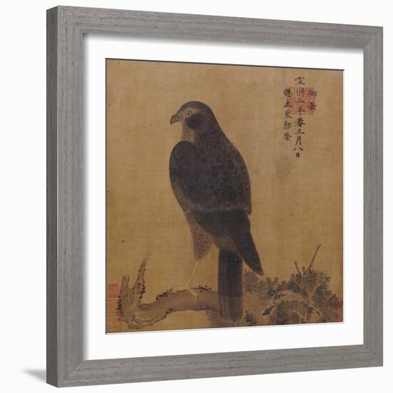 Falcon on a Pine Limb, Emperor Xuande, circa 1426-1435-null-Framed Giclee Print