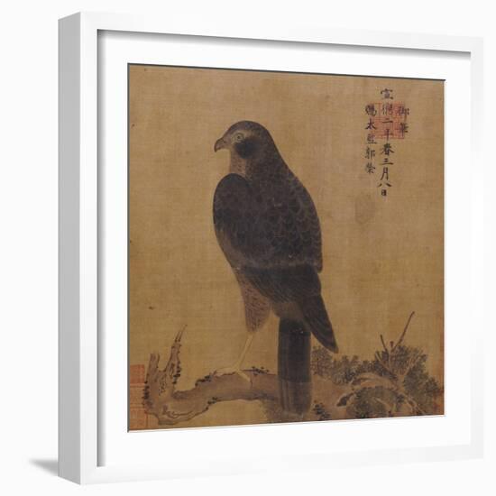 Falcon on a Pine Limb, Emperor Xuande, circa 1426-1435-null-Framed Giclee Print