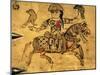 Falconer on Horseback, Detail from Ivory Casket, 11-12th C-null-Mounted Art Print