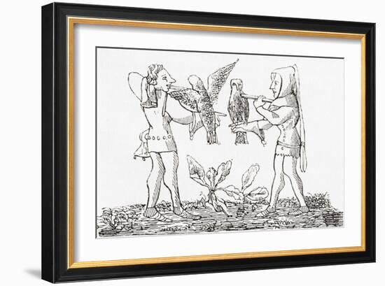 Falconry in the Middle Ages-null-Framed Giclee Print
