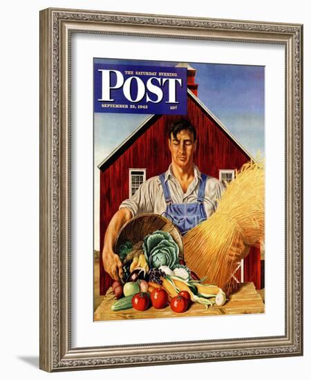 "Fall Bounty," Saturday Evening Post Cover, September 25, 1943-John Atherton-Framed Giclee Print