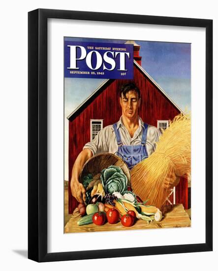 "Fall Bounty," Saturday Evening Post Cover, September 25, 1943-John Atherton-Framed Giclee Print