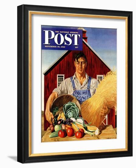 "Fall Bounty," Saturday Evening Post Cover, September 25, 1943-John Atherton-Framed Giclee Print