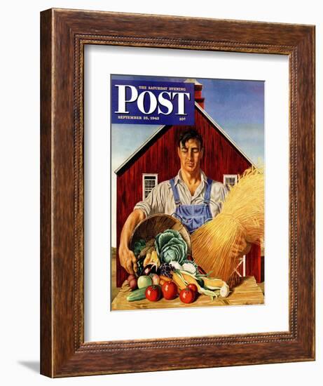 "Fall Bounty," Saturday Evening Post Cover, September 25, 1943-John Atherton-Framed Giclee Print