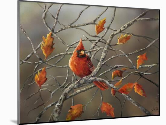 Fall Cardinal-Sarah Davis-Mounted Giclee Print