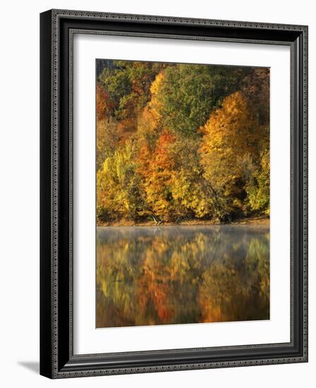 Fall color along the New River, Appalachian Mountains, Jefferson National Forest, Virginia, USA-Charles Gurche-Framed Photographic Print