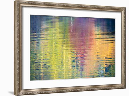 Fall Color Trees Reflected in Rippled Water-Trish Drury-Framed Photographic Print