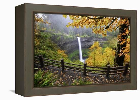 Fall Colors Add Beauty to South Silver Falls, Silver Falls State Park, Oregon-Craig Tuttle-Framed Premier Image Canvas