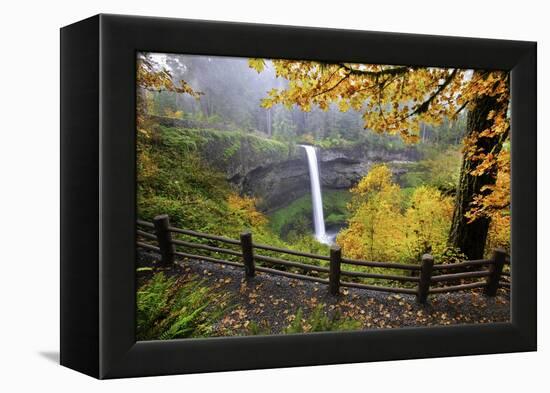 Fall Colors Add Beauty to South Silver Falls, Silver Falls State Park, Oregon-Craig Tuttle-Framed Premier Image Canvas