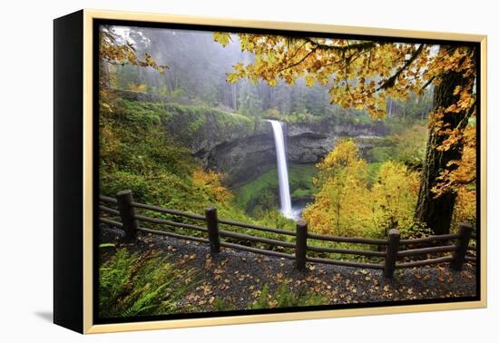 Fall Colors Add Beauty to South Silver Falls, Silver Falls State Park, Oregon-Craig Tuttle-Framed Premier Image Canvas