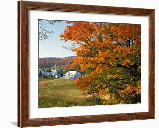 Fall Colors Framing Church and Town, East Corinth, Vermont, USA-Jaynes Gallery-Framed Photographic Print