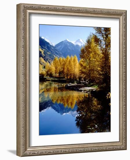 Fall Colors Reflected in Mountain Lake, Telluride, Colorado, USA-Cindy Miller Hopkins-Framed Photographic Print