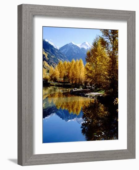 Fall Colors Reflected in Mountain Lake, Telluride, Colorado, USA-Cindy Miller Hopkins-Framed Photographic Print