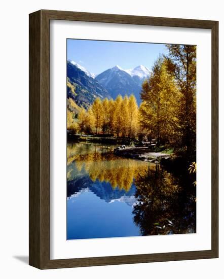 Fall Colors Reflected in Mountain Lake, Telluride, Colorado, USA-Cindy Miller Hopkins-Framed Photographic Print