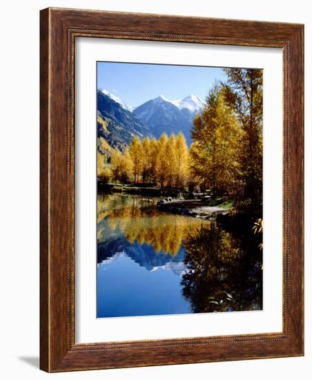 Fall Colors Reflected in Mountain Lake, Telluride, Colorado, USA-Cindy Miller Hopkins-Framed Photographic Print