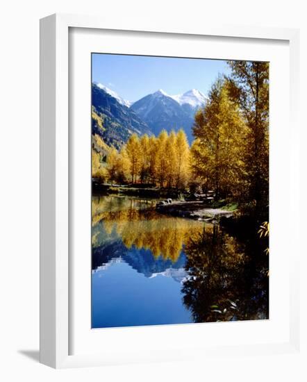 Fall Colors Reflected in Mountain Lake, Telluride, Colorado, USA-Cindy Miller Hopkins-Framed Photographic Print