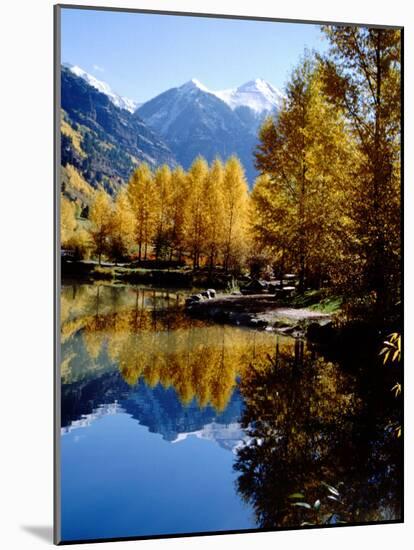 Fall Colors Reflected in Mountain Lake, Telluride, Colorado, USA-Cindy Miller Hopkins-Mounted Photographic Print