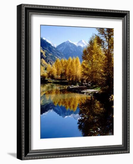 Fall Colors Reflected in Mountain Lake, Telluride, Colorado, USA-Cindy Miller Hopkins-Framed Photographic Print