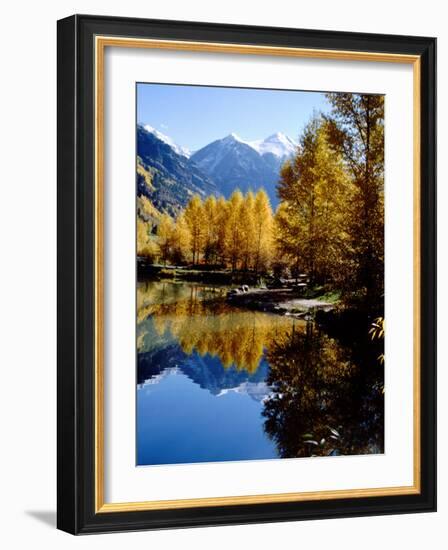 Fall Colors Reflected in Mountain Lake, Telluride, Colorado, USA-Cindy Miller Hopkins-Framed Photographic Print