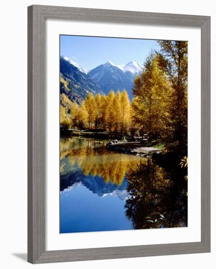 Fall Colors Reflected in Mountain Lake, Telluride, Colorado, USA-Cindy Miller Hopkins-Framed Photographic Print