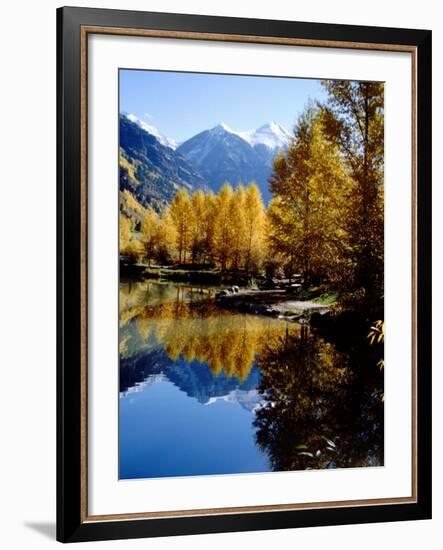 Fall Colors Reflected in Mountain Lake, Telluride, Colorado, USA-Cindy Miller Hopkins-Framed Photographic Print
