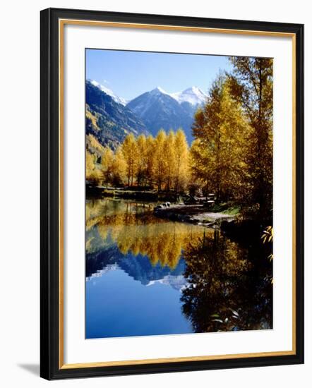 Fall Colors Reflected in Mountain Lake, Telluride, Colorado, USA-Cindy Miller Hopkins-Framed Photographic Print