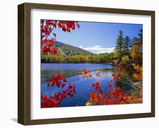 Fall Colours, Moose Pond, with Mount Pleasant in the Background, Maine, New England, USA-Roy Rainford-Framed Photographic Print