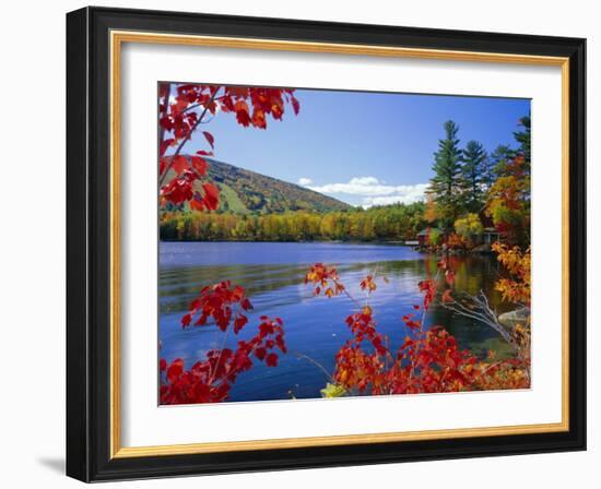 Fall Colours, Moose Pond, with Mount Pleasant in the Background, Maine, New England, USA-Roy Rainford-Framed Photographic Print