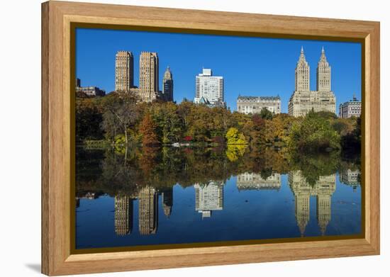 Fall Foliage at Central Park with Upper West Side Behind, Manhattan, New York, USA-Stefano Politi Markovina-Framed Premier Image Canvas