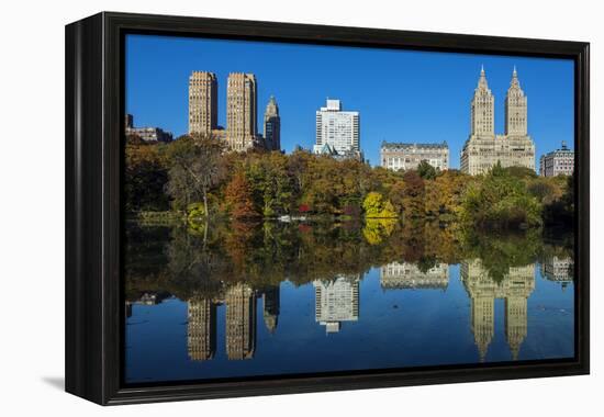 Fall Foliage at Central Park with Upper West Side Behind, Manhattan, New York, USA-Stefano Politi Markovina-Framed Premier Image Canvas