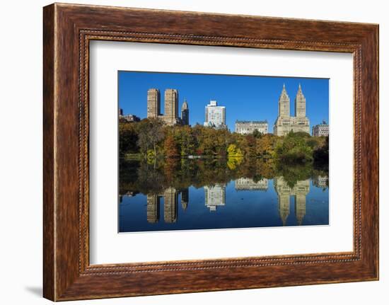 Fall Foliage at Central Park with Upper West Side Behind, Manhattan, New York, USA-Stefano Politi Markovina-Framed Photographic Print