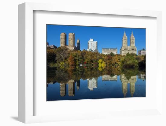 Fall Foliage at Central Park with Upper West Side Behind, Manhattan, New York, USA-Stefano Politi Markovina-Framed Photographic Print