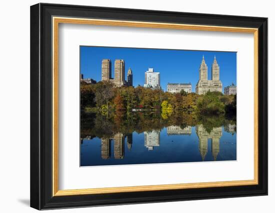 Fall Foliage at Central Park with Upper West Side Behind, Manhattan, New York, USA-Stefano Politi Markovina-Framed Photographic Print