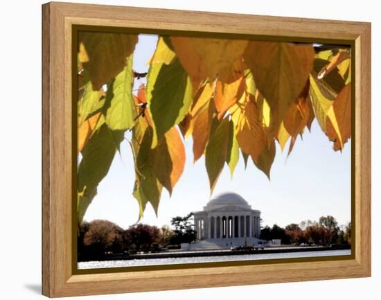 Fall Foliage Frames the Jefferson Memorial on the Tidal Basin Near the White House-Ron Edmonds-Framed Premier Image Canvas