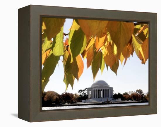 Fall Foliage Frames the Jefferson Memorial on the Tidal Basin Near the White House-Ron Edmonds-Framed Premier Image Canvas