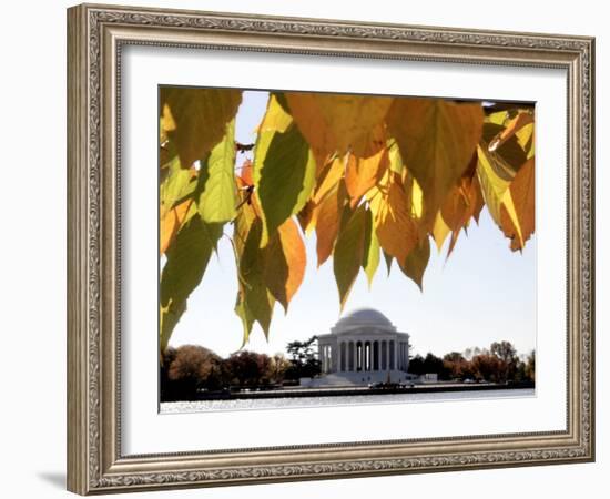 Fall Foliage Frames the Jefferson Memorial on the Tidal Basin Near the White House-Ron Edmonds-Framed Photographic Print