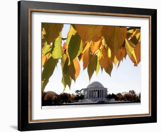 Fall Foliage Frames the Jefferson Memorial on the Tidal Basin Near the White House-Ron Edmonds-Framed Photographic Print